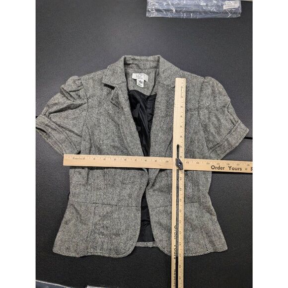 ANN TAYLOR LOFT Herringbone Blazer Wool Silk Blend Dark Academia Petite 2 - Picture 5 of 11